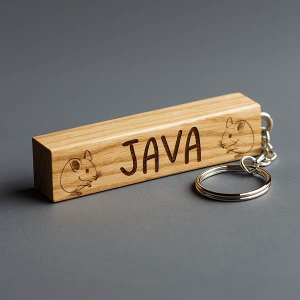 Personalised Oak Block Keyring - Large