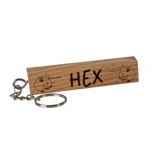 Personalised Oak Block Keyring - Large